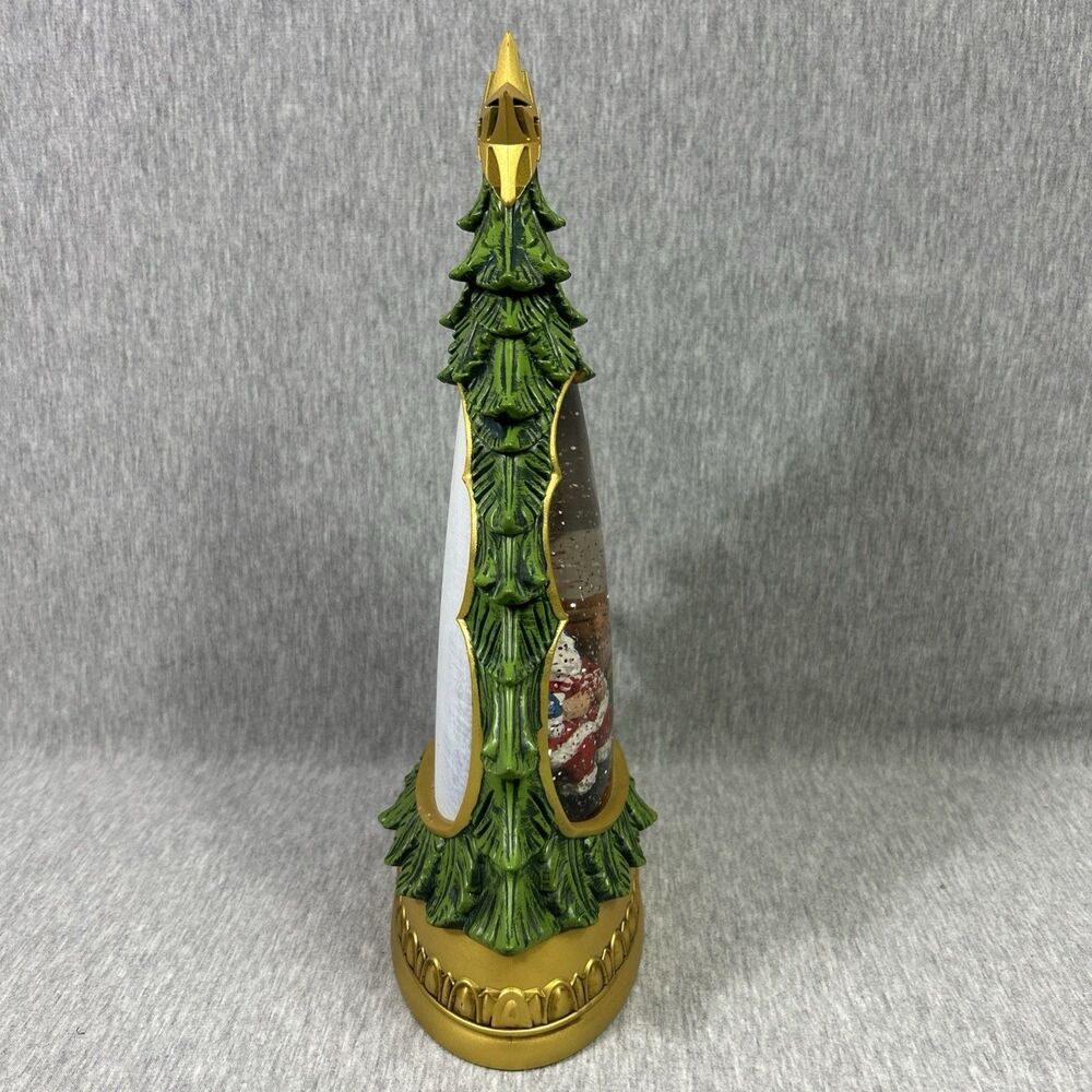 Holiday Traditions Illuminated Glitter Tree Santa Snow Globe Christmas-Works! - Picture 5 of 16